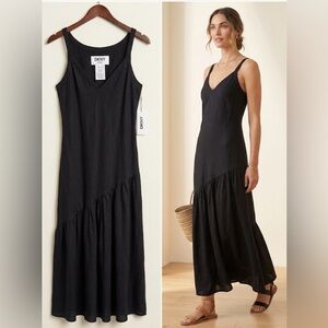 DKNY Pure Black Linen Dress.